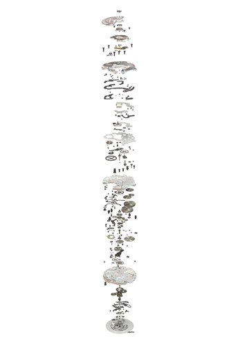 The 337 components of Omega's Calibre 9300 self-winding chronograph movement.