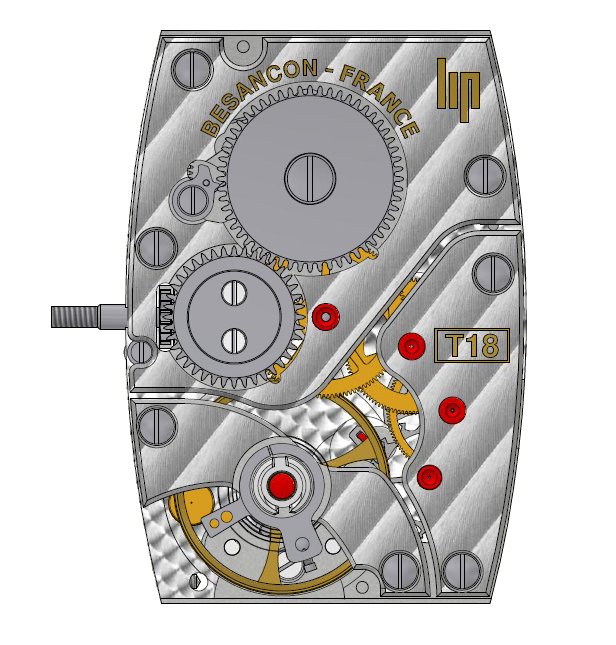 Calibre T18: rebirth of the legendary hand-wound tonneau-shaped calibre. France's first mass-produced movement, first produced in 1933, celebrates its 90th anniversary in 2023. Developed in association with La Joux-Perret. Assembled and regulated by Humbert-Droz in Besançon.